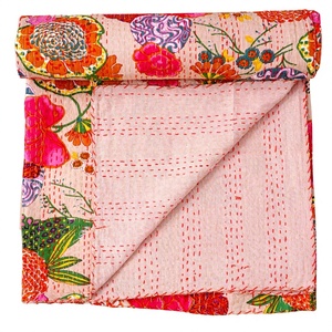 Couvre-lits Kantha vintage modernes et tendance, patchwork ethnique traditionnel, 100% coton, écologiques, faits à la main, imprimés à la main, 220g - Product Image 1