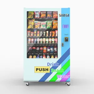 School Park Webchat Note Card Payment Sanck Health Products Cold Drink Vending Machine with card reader and bill acceptor