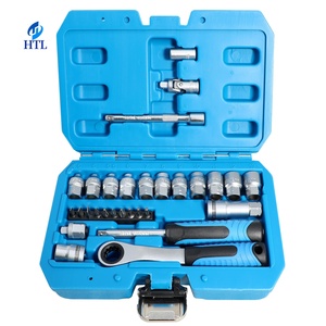 Jeu de douilles à cliquet traversantes HTL 29 pièces avec clé dynamométrique et tournevis pour réparation automobile - Product Image 1