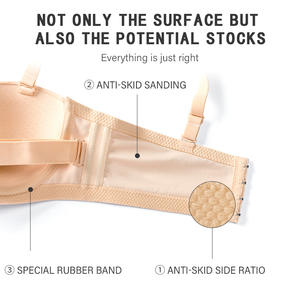 Soutien-gorge sans bretelles antidérapant invisible sans couture pour poitrine généreuse, fin, push-up, anti-affaissement, qui réduit l'apparence des poitrines volumineuses ou petites - Product Image 5