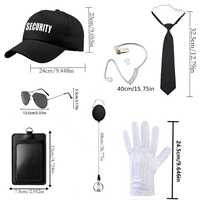 PESENAR Ensemble d'accessoires de costume d'agent spécial : Casquette, Cravate, Lunettes de soleil, Clip d'identification, Gants blancs pour Fête à thème Espionnage et Sécurité