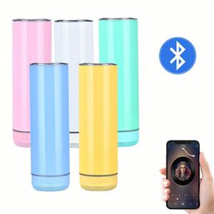 Nouvelle bouteille d'eau droite de 20 oz avec chargement USB, blanche, vierge pour sublimation, non conique, avec haut-parleur intégré, tasse musicale, gobelet de 20 oz - Product Image 2
