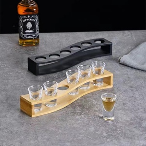 Bandeja de Servicio Moderna de Bambú, Tipo Soporte, Juego de Vasos Pequeños para Whisky, Espresso, Vino, Regalo para el Día del Padre - Product Image 6