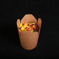 Kotak Mie Kertas Kraft 1250Ml 16Oz untuk Sup Pasta Murah, Bawa Pulang, dengan Laminasi Matt, Embossing, dan Folder Warna Kustom