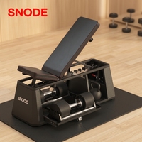 Snode Compact Unité de Rangement d'Entraînement 4-en-1, Banc Pliable Réglable avec Rangement Intégré pour Poids, Sécurité pour Fitness en Appartement