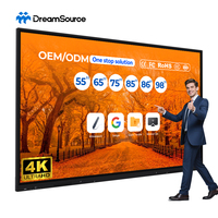 Tableau blanc interactif LCD 4K UHD de 65/75/85/98 pouces, écran tactile 40 points, système d'exploitation Android/Windows, processeur Intel Core I3/I5/I7, 48MP