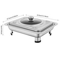 Plat de service rectangulaire chauffe-plat en acier inoxydable avec pieds amovibles pour hôtels et restaurants – Offre spéciale