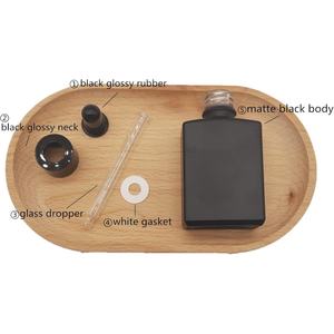 ขวดแก้วสีดำด้านทรงเหลี่ยมขนาด 15 มล. 30 มล. 50 มล. 100 มล. สำหรับน้ำมันหอมระเหย พร้อมหลอดหยดสีทอง - Product Image 5