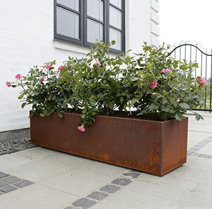 Jardinière extérieure en acier Corten résistante aux intempéries, pot de fleurs en métal finition rouille, jardinière paysagère pour jardin et patio - Product Image 4