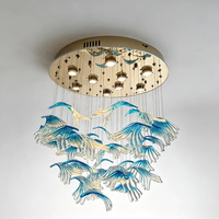 Lustre en cristal décoratif personnalisé pour hall d'hôtel, villa, art en verre, feuille d'érable, coloré, luxueux, projet de luminaire suspendu