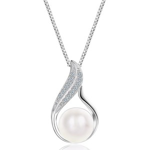 <span class=keywords><strong>Collana</strong></span> con Ciondolo a Goccia in Argento Sterling 925, Gioiello da <span class=keywords><strong>Donna</strong></span> con Perla d'Acqua Dolce Elegante - Product Image 1