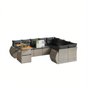 Ensemble de canapés de jardin gris 6 places en rotin, mobilier d'extérieur résistant aux intempéries, design contemporain - Product Image 1