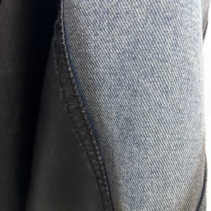 <span class=keywords><strong>Veste</strong></span> en <span class=keywords><strong>cuir</strong></span> PU noire coupe-vent élégante pour femme, <span class=keywords><strong>veste</strong></span> en <span class=keywords><strong>cuir</strong></span> surdimensionnée tendance avec patchwork en denim - Product Image 3