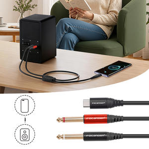 Cable de audio tipo C a doble 6,35 mm para teléfono, tableta, portátil, altavoz, mezclador con blindaje y núcleo de cobre trenzado - Product Image 2