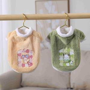 Sanrio Pet Fleece Pullover <b>Clothes</b> Cute Cartoon Design For Dogs <b>Cats</b> Warm Autumn Winter Wear Yellow Green Pink Brown - Product Image 3
