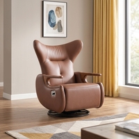 Fauteuil d'appoint pivotant moderne en similicuir écologique avec accoudoirs en bois massif pour salon