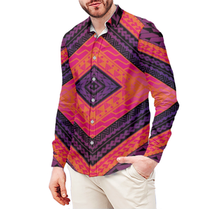 1 MOQ polinesia superstar Design tradizionale camicia Casual da uomo camicia con colletto rialzato Plus Size 6XL camicia da uomo con bottoni a manica lunga - Product Image 2