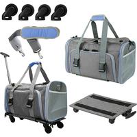Sac de transport pour animaux de compagnie avec roues approuvé par les compagnies aériennes, pliable et détachable, chariot de transport pour animaux de compagnie avec roues