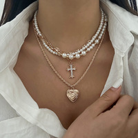 Collier ras du cou hypoallergénique multicouche en perles superposées, plaqué or 10 carats, bijoux pour femmes
