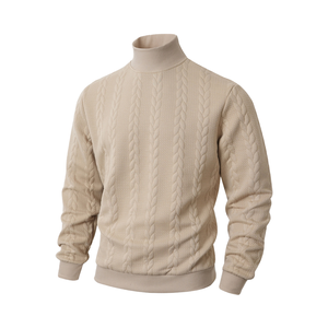 Suéter de punto liso para hombre, estilo europeo-americano, de poliéster/algodón, manga larga, 280g, para otoño/invierno - Product Image 1