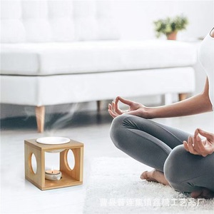 Brûleur d'huiles essentielles en bois de bambou, porte-bougie, diffuseur d'aromathérapie, brûleur d'encens pour la maison et le bureau - Product Image 2