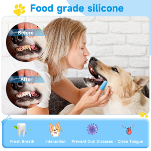 Pet Dental Care Silicone 360 Degree <b>Puppy</b> Pet Dog Tooth Brush Finger <b>Toothbrush</b> Kit with Soft Bristles for Teeth Cleaning - Product Image 2
