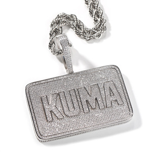 Joyería de moda de alta calidad de Hip Hop Iced Out 5A Zirconia cúbica nombre personalizado colgante rectangular regalos de cumpleaños para <span class=keywords><strong>novio</strong></span> - Product Image 6
