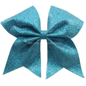 Sparkly Customized New Style Attached Letter Cheer Hair Bows Glitter Bling All Star cheerleading bows