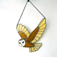 Vente flash - Ornement suspendu en verre coloré Art Déco en forme de hibou, fait main, décoration colorée pour la maison, cadeau d'anniversaire, en stock, vente en gros
