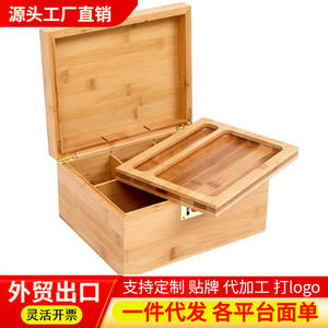 Ensemble de boîtes de rangement multi-usages en bambou et bois, usage domestique, boîte de rangement en bambou avec poignée, organisateur de type tiroir, logo - Product Image 4