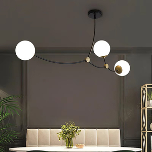 Edera Globe <span class=keywords><strong>lampadario</strong></span> ramificazione Mobile plafoniera con vetro trasparente <span class=keywords><strong>sfere</strong></span> e giunti in ottone, dichiarazione moderna per la sala da pranzo - Product Image 2