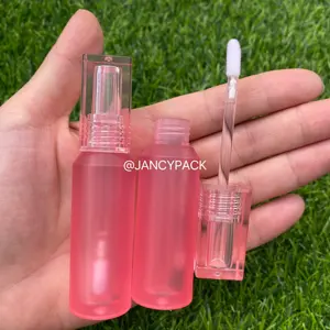 Único full pink 4ml Vazio Lipgloss Tubos Custom Clear Frosted Lip Gloss Tubes Embalagem líquido Batom Container