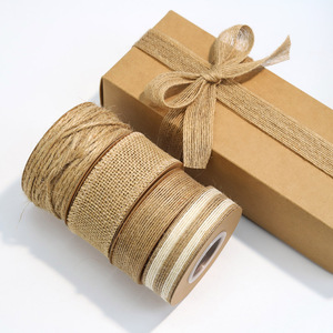 Gulungan pita goni dapat terurai warna alami bungkus Hadiah Natal terbuat dari poliester tahan lama - Product Image 4