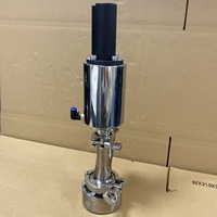 Vanne de vidange à fond plat pneumatique à simple action de type coude, en acier inoxydable SS304 SS316L de qualité alimentaire, certifiée CE, avec TC50.5MM