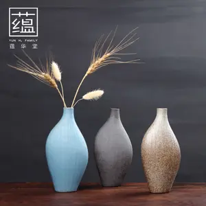 石器花瓶日本复古迷你小花创意瓷瓶茶道工艺品水培花盆