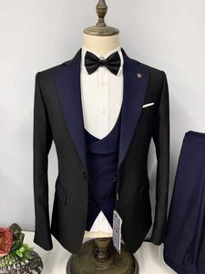 2024 nuovo costume da sposa elegante Homme Groom con risvolto a punta vestito con risvolto a bottone <span class=keywords><strong>pantalone</strong></span> <span class=keywords><strong>smoking</strong></span> da <span class=keywords><strong>uomo</strong></span> - Product Image 2