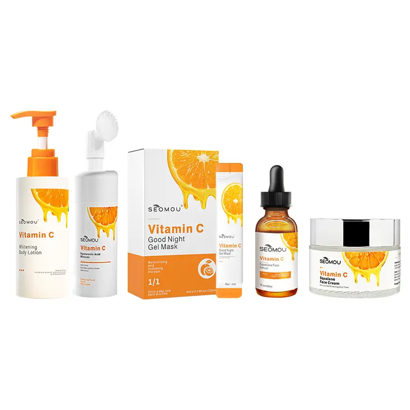 Hersteller 5 Tage Bleich-Body-Lotion Doppel-Glutathion Vitamin-C-Serum Dunkelflecken-Gesichtscreme Seife Aufhellungs-Hautpflege-Set