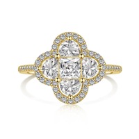 Bague élégante en cuivre et zircon, style trèfle à quatre feuilles, pour femmes, vente en gros d'usine de bijoux