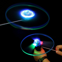 Nieuwigheid Lichtgevende Speelgoed Led Verlichting Vliegende Schijf Propeller Speelgoed Trekken Touw Vliegende Schotels Ufo Spinning Top Kids Outdoor Speelgoed Plezier