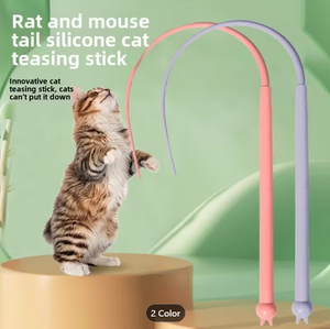 Interaktives Silikon-Katzenspielzeug mit Maus-Schwanz-Design für Wohnungskatzen - Simulierte Jagd & Stressabbau - Product Image 1
