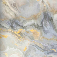 Panneaux muraux en plastique effet carrelage béton, motif nuages dorés