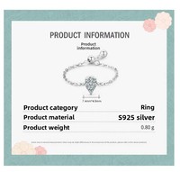 Nouvelle conception tendance, bague chaîne classique en zircon, argent sterling 925, goutte d'eau, plaqué rhodium, vente en gros