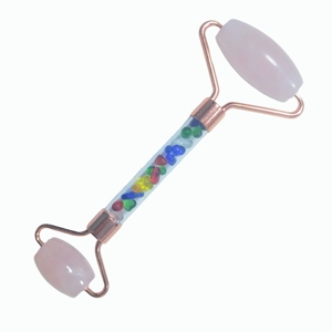 Rouleau de massage facial à double tête avec manche rempli de cristaux colorés, outil de soin de la peau - Product Image 5