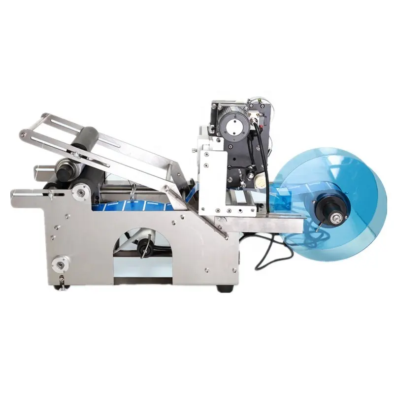 MT-50D Semi-Automatic round Wine Bottle Labeling Machine Table Top Adhesive Labeler with Date Printer for Food Packaging