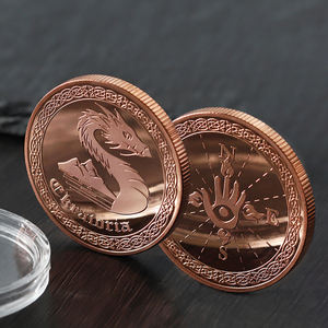Pièce de monnaie personnalisée en cuivre, motif dragon 3D et <span class=keywords><strong>boussole</strong></span> en relief, bordure à nœuds flamme, design fantastique, <span class=keywords><strong>pour</strong></span> cadeau de collection - Product Image 1