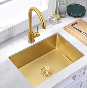 Lavello da <span class=keywords><strong>cucina</strong></span> in acciaio inox 77*44cm fatto a mano sottomontaggio rotondo angolo singolo ciotola PVD Color oro 3mm moderno spazzolato <span class=keywords><strong>vasca</strong></span> da <span class=keywords><strong>cucina</strong></span> - Product Image 6