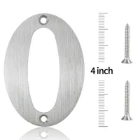 Numéros de maison modernes brossés en acier inoxydable de 10 cm, étanches et antirouille, chiffres d'adresse pour boîte aux lettres extérieure et plaque de porte