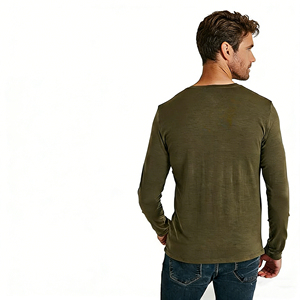 <span class=keywords><strong>Camiseta</strong></span> Deportiva de Manga Larga con Cuello Henley y Botones para Hombre, 100% Lana <span class=keywords><strong>Merino</strong></span>, Corte Ajustado, Secado Rápido y Transpirable para <span class=keywords><strong>Ciclismo</strong></span> y Running - Product Image 2