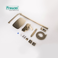 Frascio Qualité Luxe Laiton Doré Mitigeur de Douche Thermostatique Effet Pluie Ensemble Système de Douche et Bain