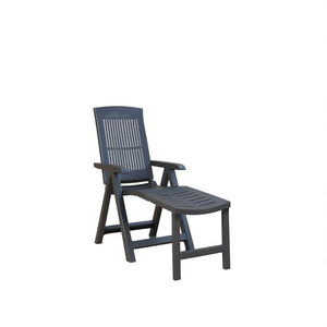 Lettino Prendisole Pieghevole in Plastica Antracite per Esterni, Design Contemporaneo, Gambe Affusolate, Reclinazione Manuale - Product Image 1